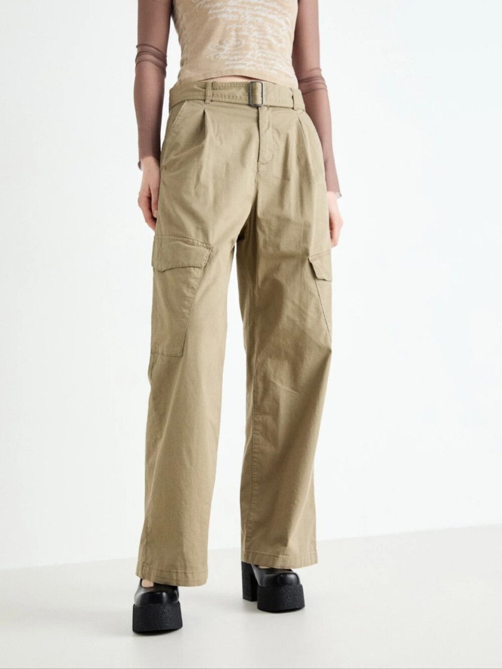 GAP Augusta Baggy Pleated Cargo Pants Hayes Brown Women's Size 6 Tall Wide Leg